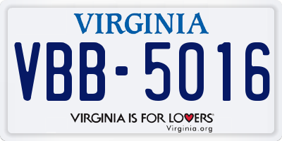 VA license plate VBB5016