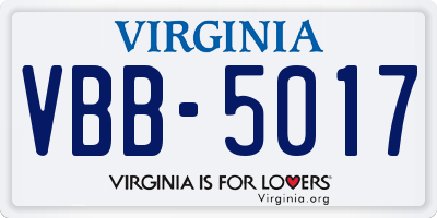 VA license plate VBB5017