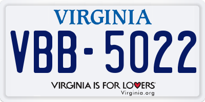 VA license plate VBB5022