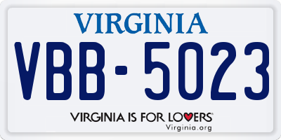 VA license plate VBB5023