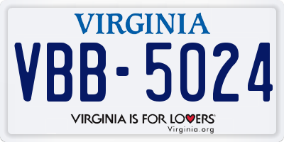 VA license plate VBB5024