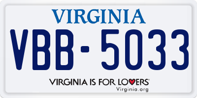 VA license plate VBB5033