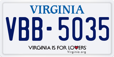 VA license plate VBB5035