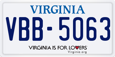 VA license plate VBB5063