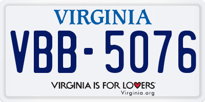 VA license plate VBB5076