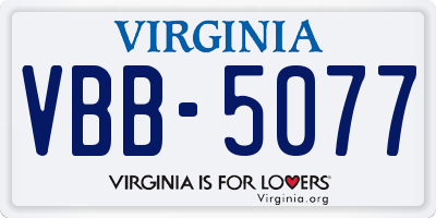 VA license plate VBB5077