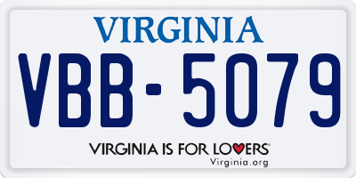 VA license plate VBB5079