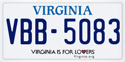 VA license plate VBB5083