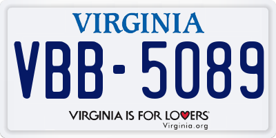 VA license plate VBB5089