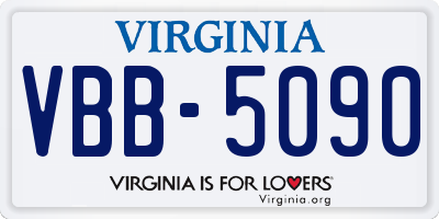 VA license plate VBB5090