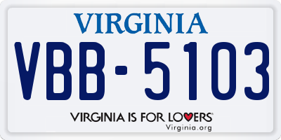 VA license plate VBB5103