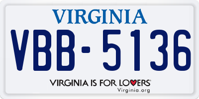 VA license plate VBB5136