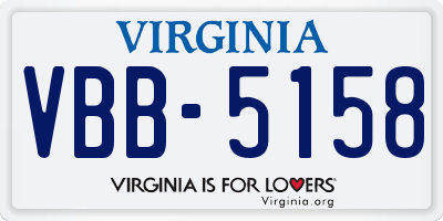 VA license plate VBB5158