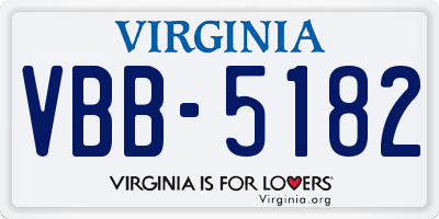 VA license plate VBB5182