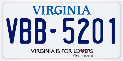 VA license plate VBB5201