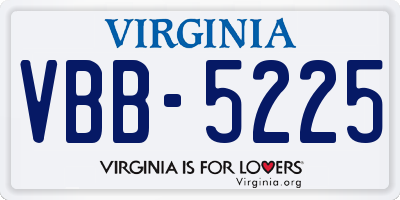 VA license plate VBB5225