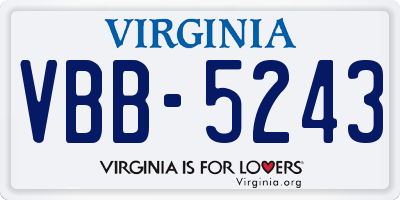 VA license plate VBB5243