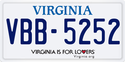 VA license plate VBB5252