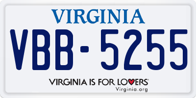 VA license plate VBB5255