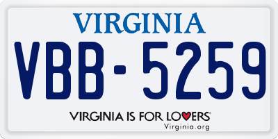 VA license plate VBB5259