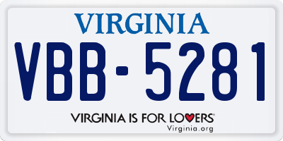VA license plate VBB5281