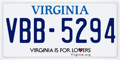 VA license plate VBB5294