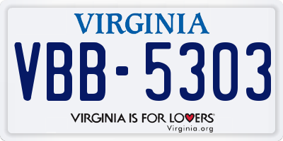 VA license plate VBB5303
