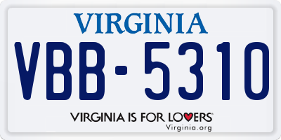 VA license plate VBB5310