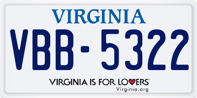 VA license plate VBB5322