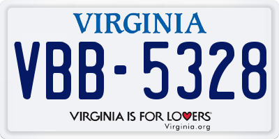 VA license plate VBB5328