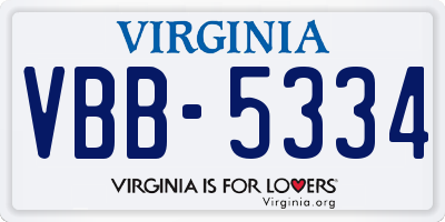 VA license plate VBB5334