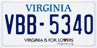 VA license plate VBB5340