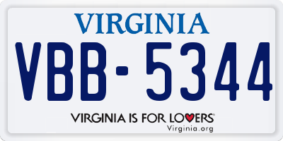 VA license plate VBB5344