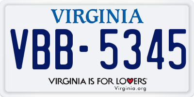 VA license plate VBB5345