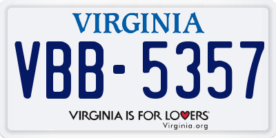 VA license plate VBB5357