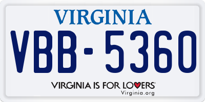 VA license plate VBB5360
