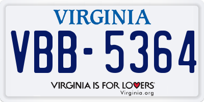VA license plate VBB5364
