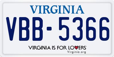 VA license plate VBB5366