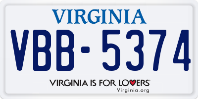 VA license plate VBB5374