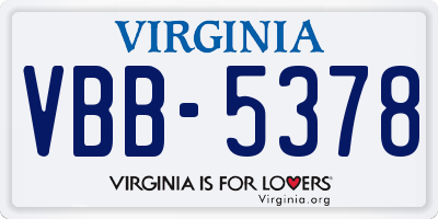 VA license plate VBB5378