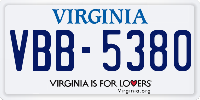 VA license plate VBB5380