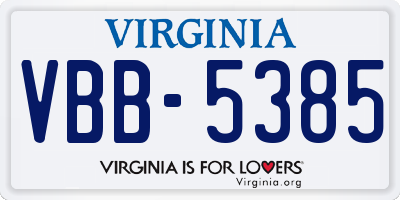 VA license plate VBB5385