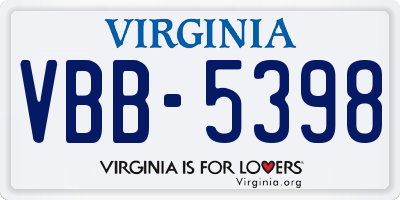 VA license plate VBB5398