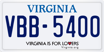 VA license plate VBB5400