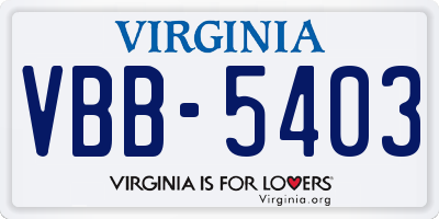 VA license plate VBB5403