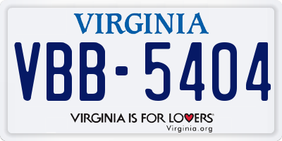 VA license plate VBB5404