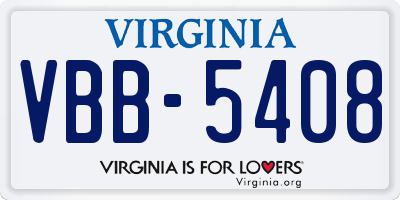VA license plate VBB5408