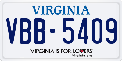 VA license plate VBB5409