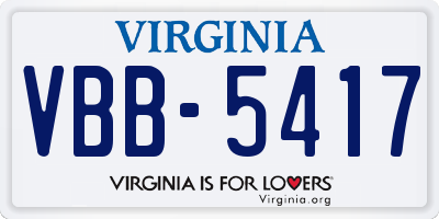 VA license plate VBB5417