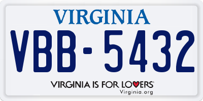 VA license plate VBB5432